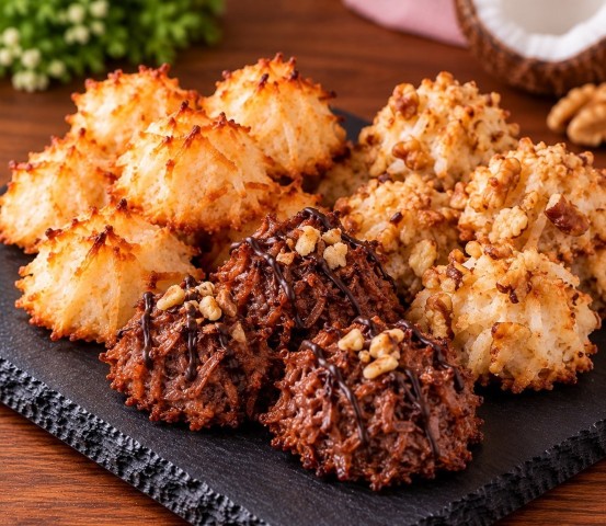 Cocadas cacao, nuez y coco