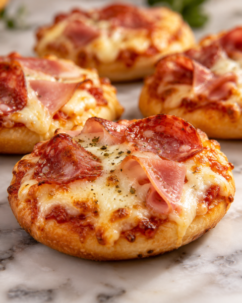 Mini pizza jamón y salame