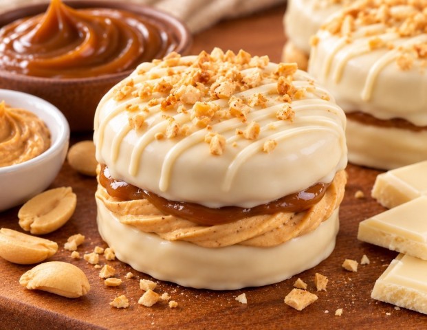 Mini alfajor manjar + crema de maní