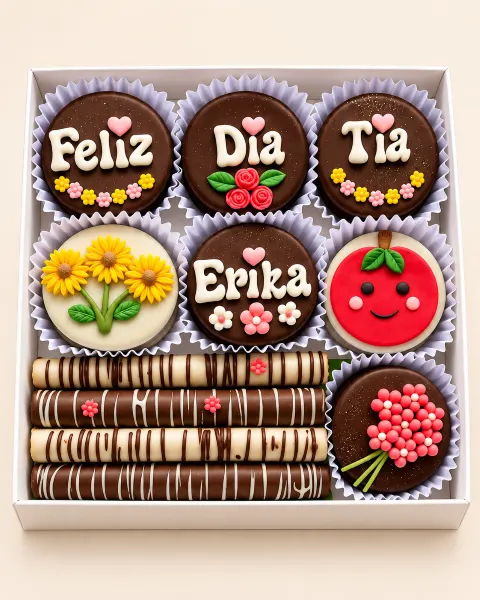 Box Día del Profesor Premium · 7 alfajores + 4 cuchuflí